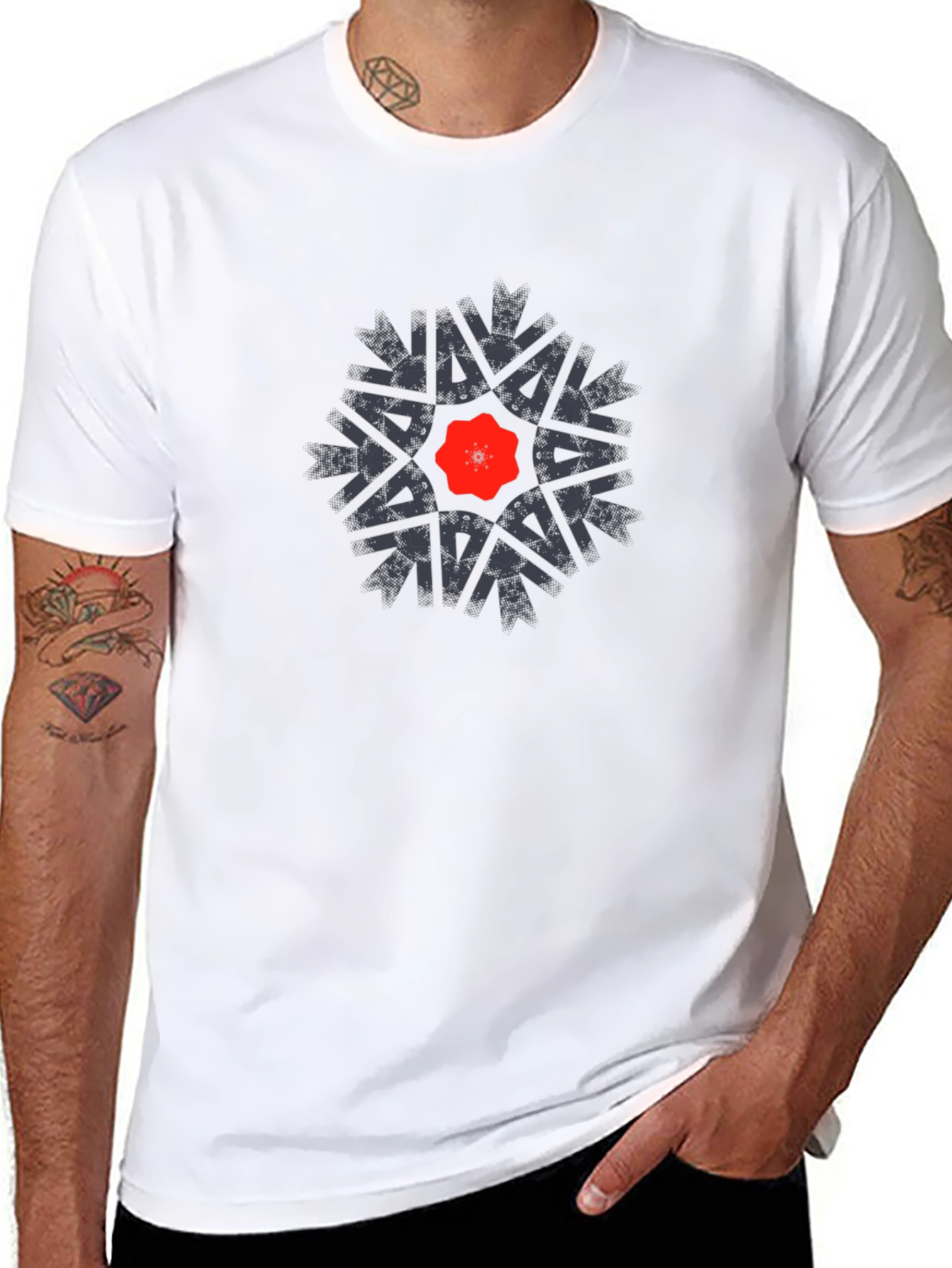 Geometric Graphic Tee - Modern Print Black T-Shirt