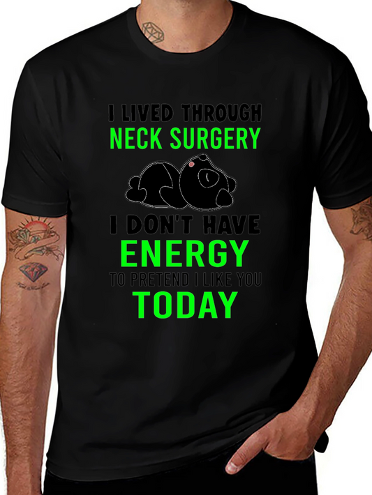 Neck Surgery Survivor T-Shirt Funny Lazy Panda Tee