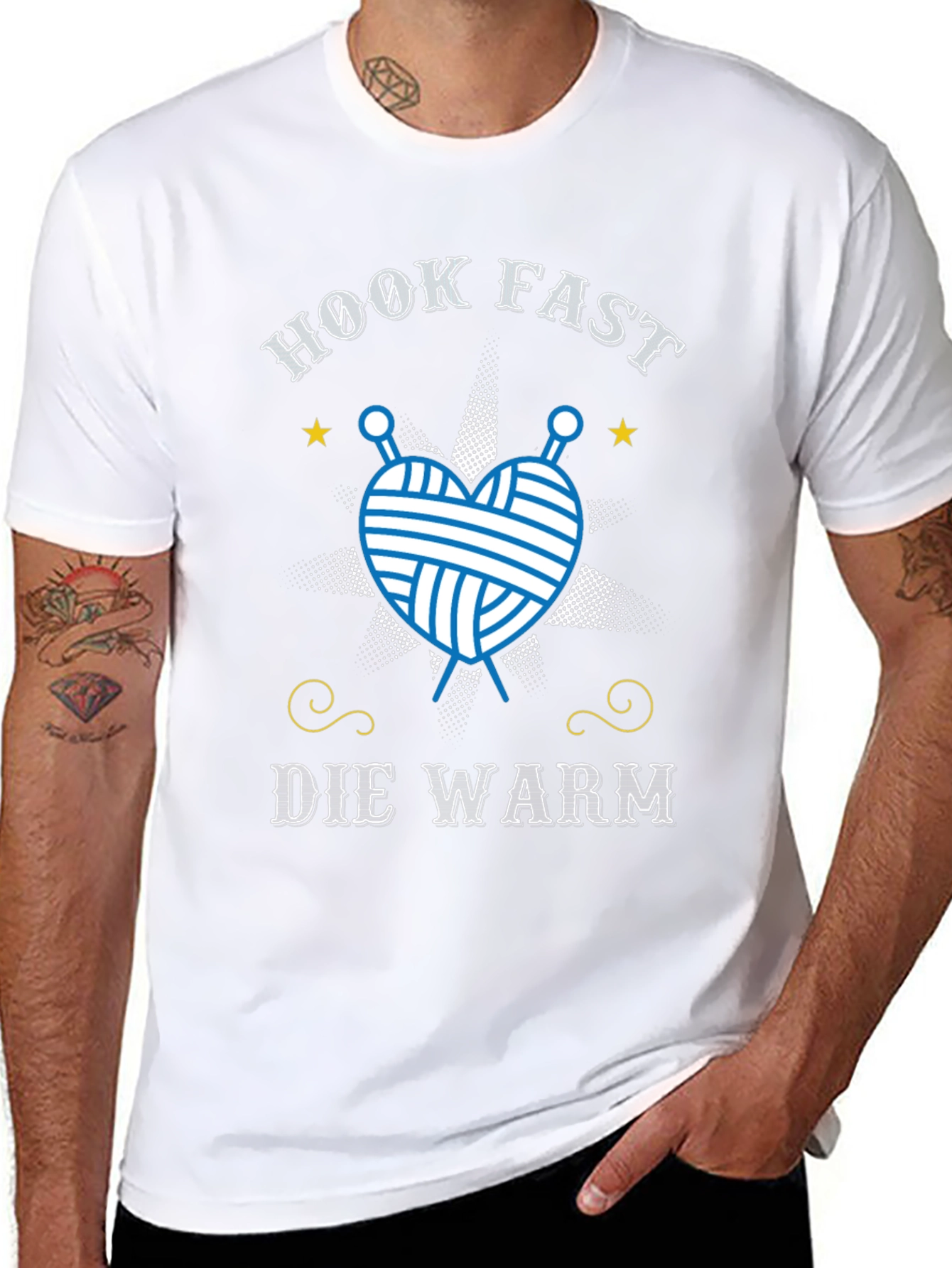 Hook Fast Die Warm T-Shirt - Knitting Lover Tee