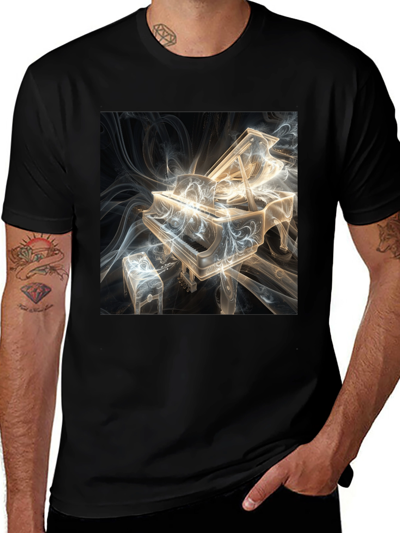 Abstract Piano Graphic Tee - Musicians Style