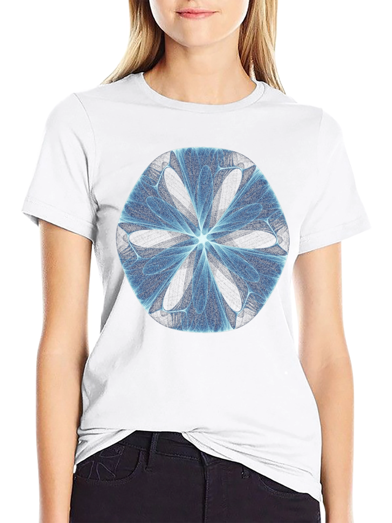 Abstract Fractal Design Black T-Shirt