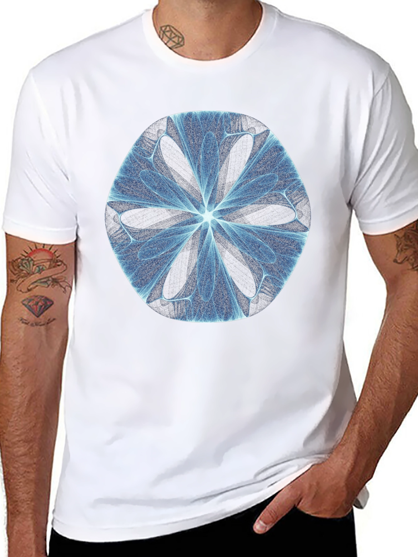 Abstract Fractal Design Black T-Shirt