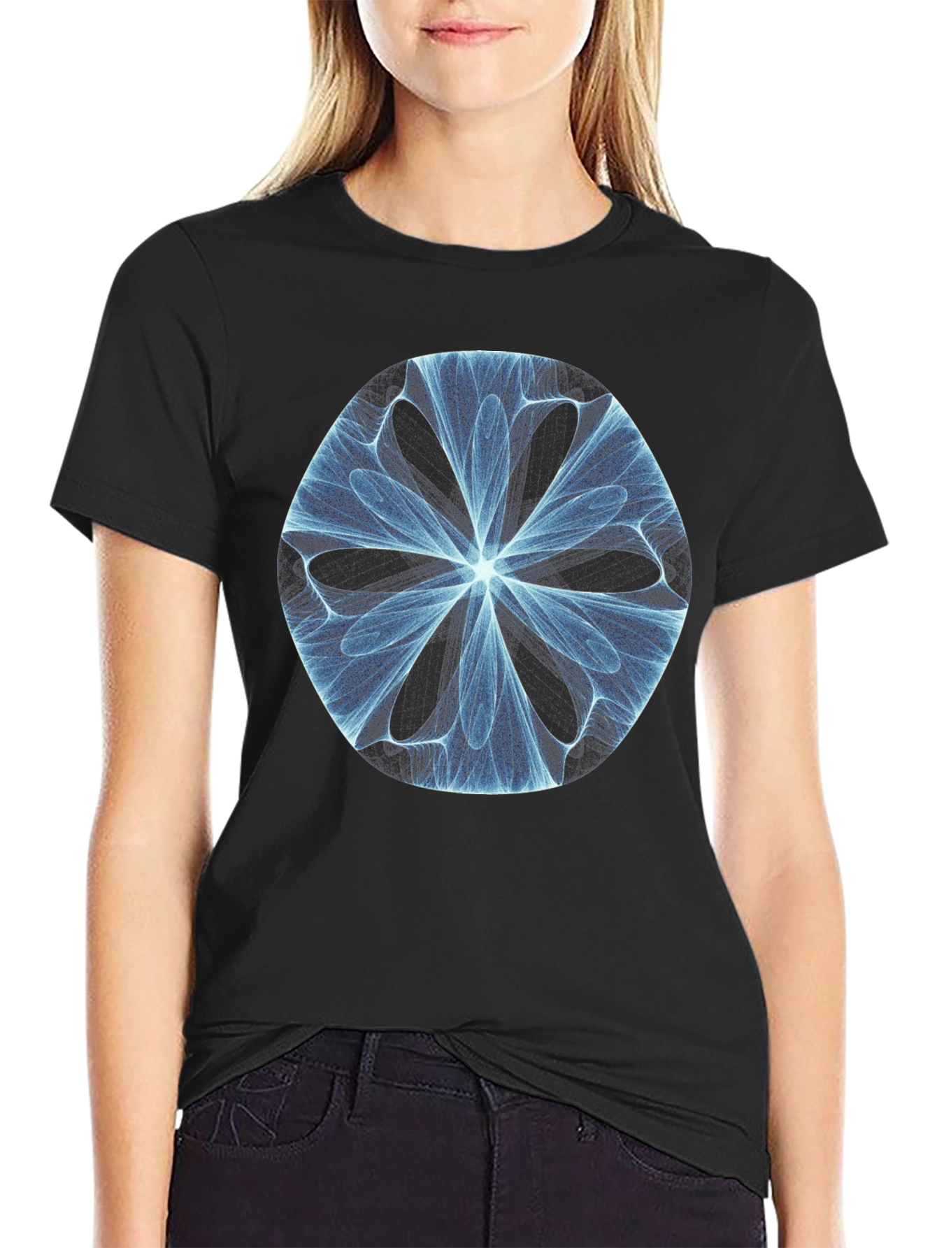 Abstract Fractal Design Black T-Shirt
