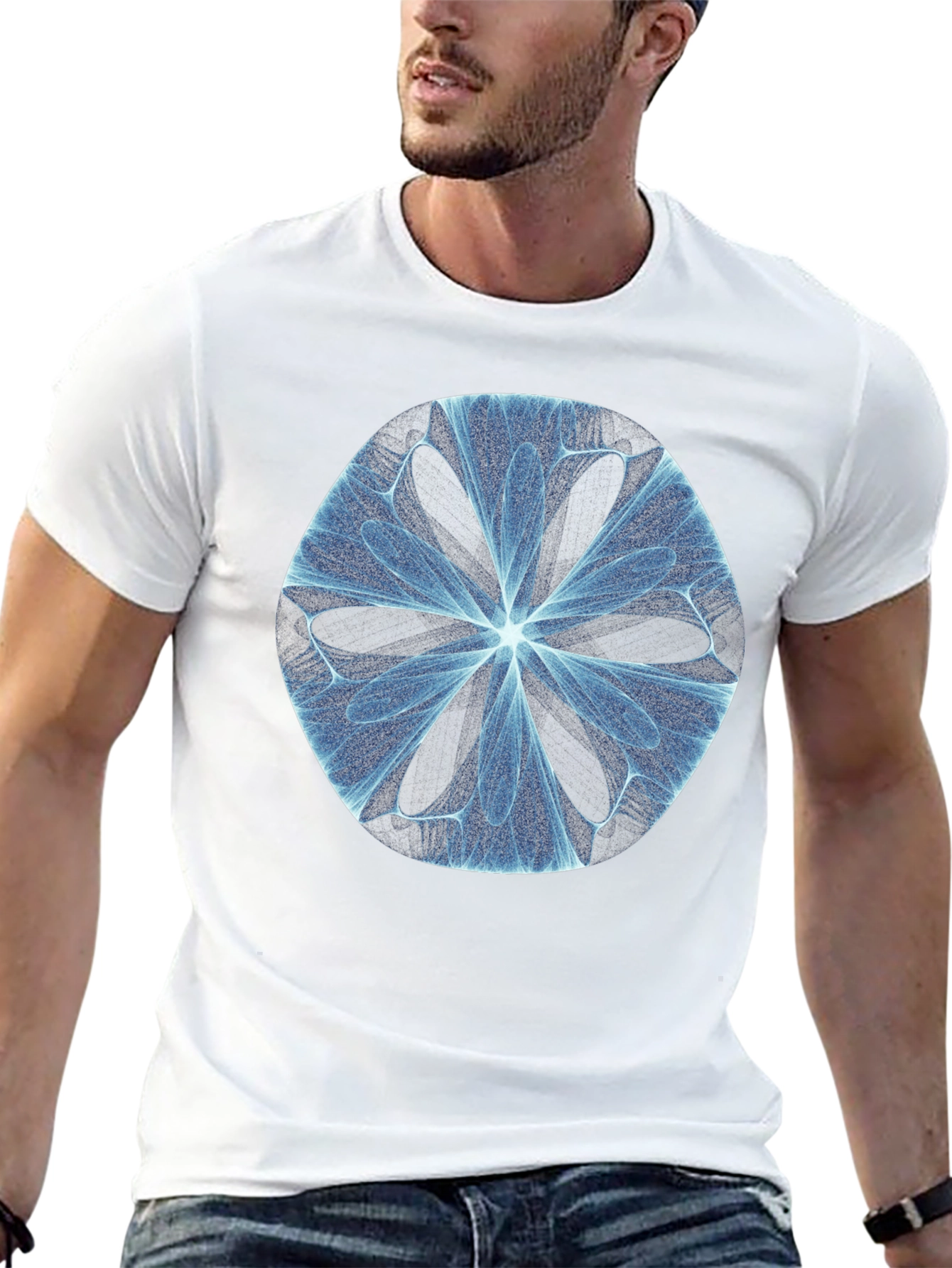 Abstract Fractal Design Black T-Shirt