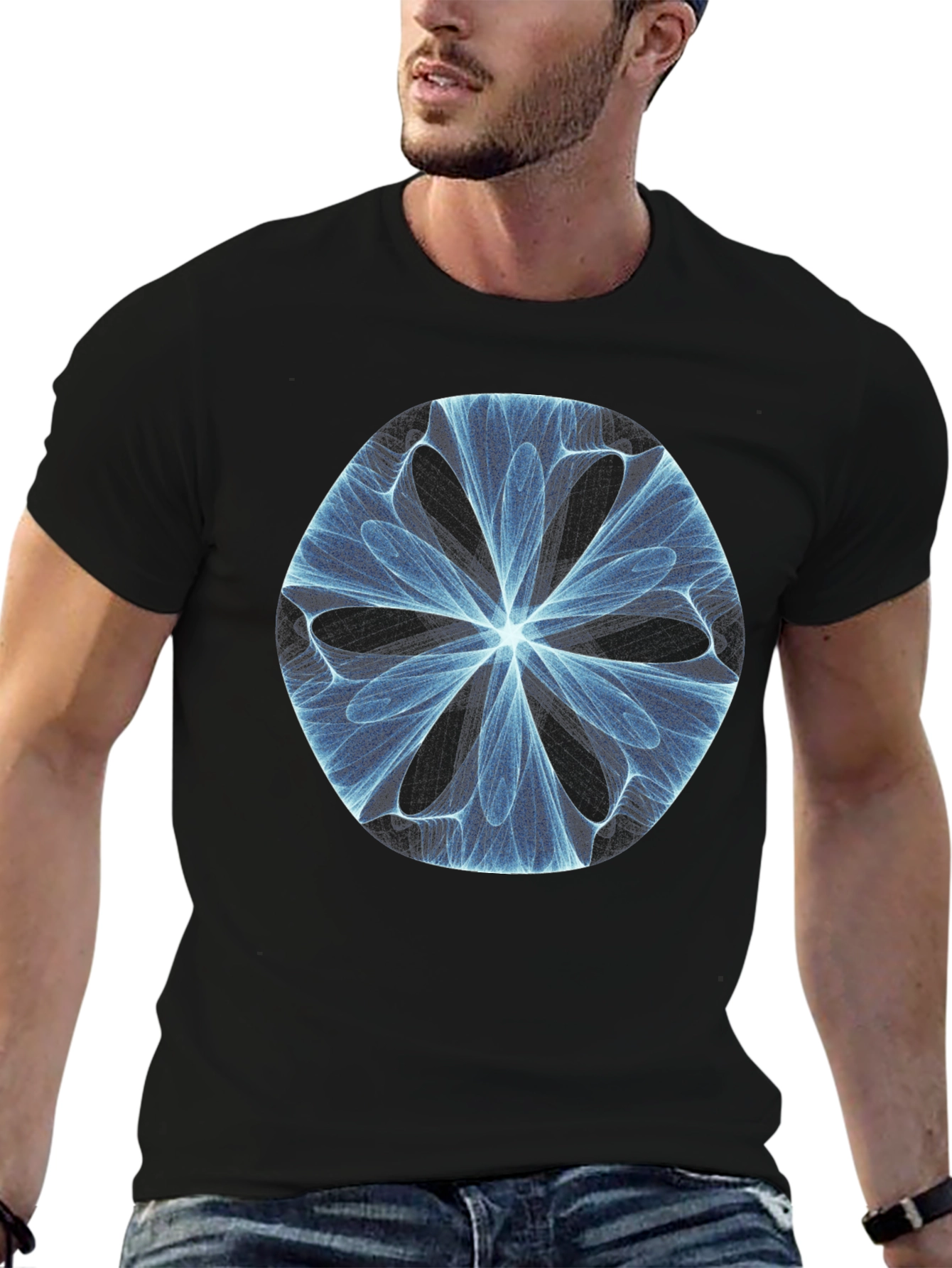Abstract Fractal Design Black T-Shirt
