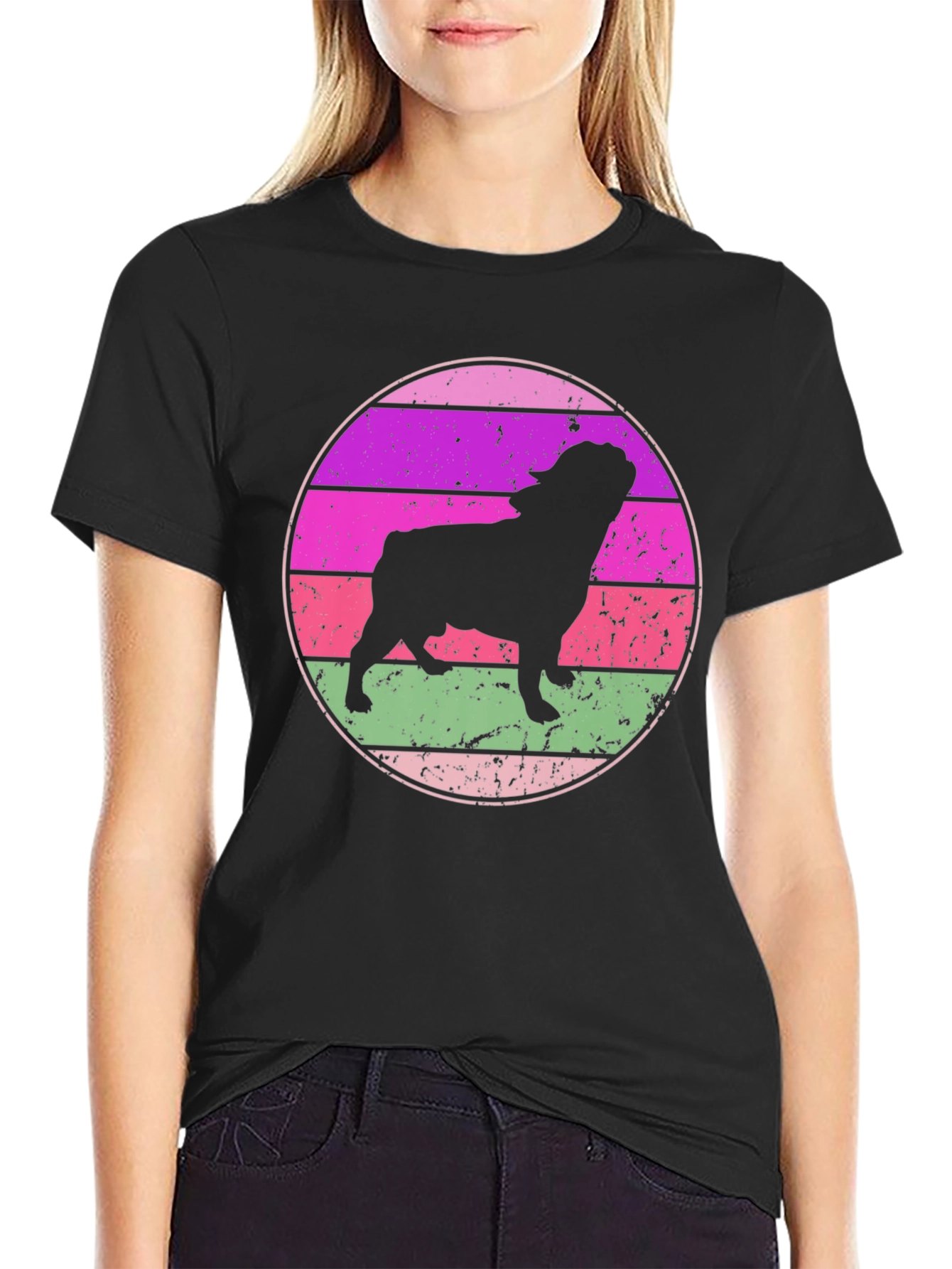 Retro Bulldog Sunset T-Shirt - Unique Dog Lover Tee