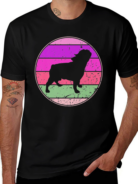 Retro Bulldog Sunset T-Shirt - Unique Dog Lover Tee