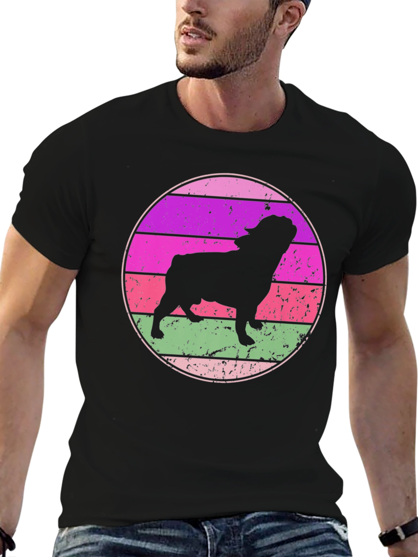 Retro Bulldog Sunset T-Shirt - Unique Dog Lover Tee