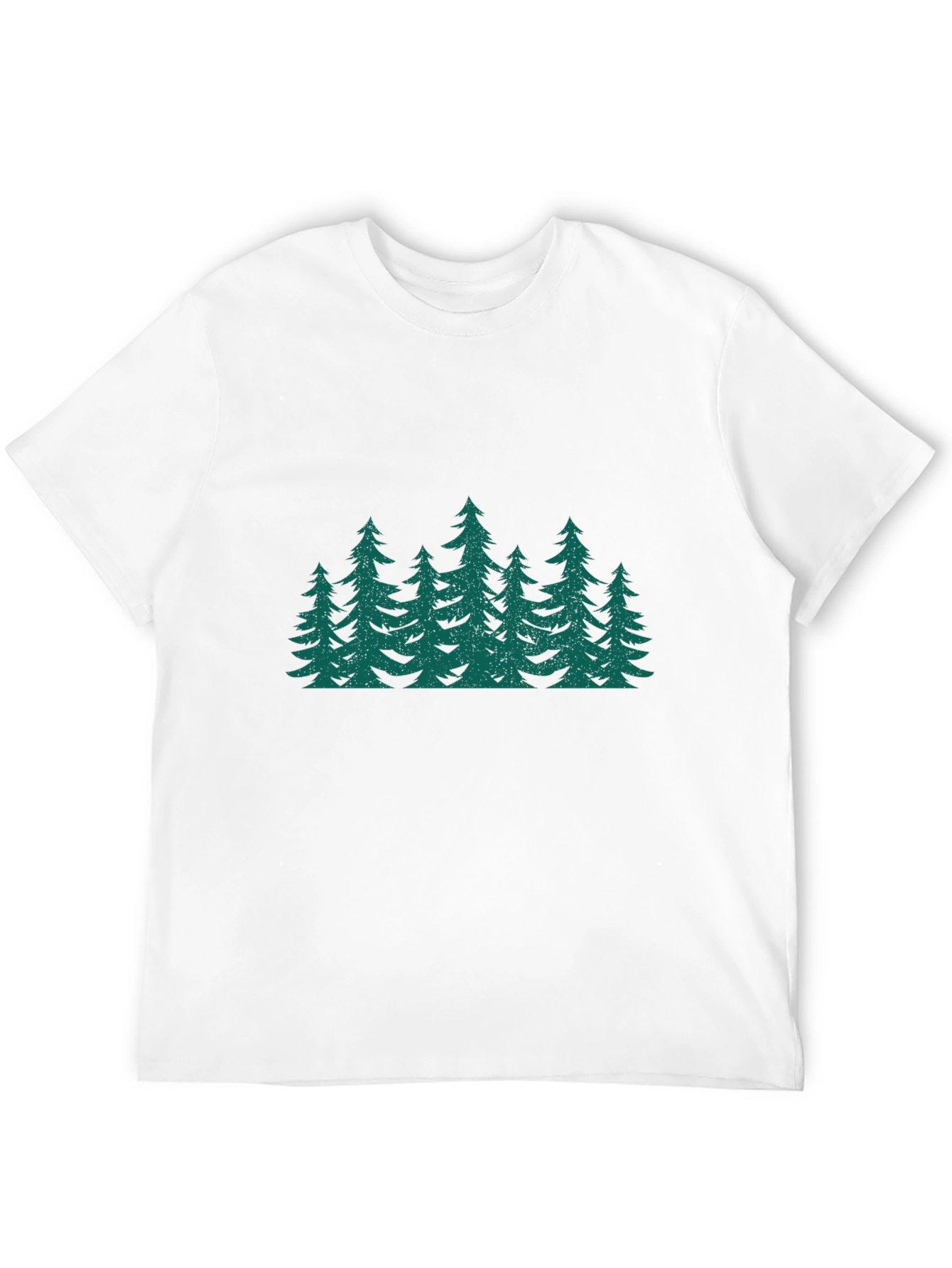 Green Forest Print Black T-Shirt
