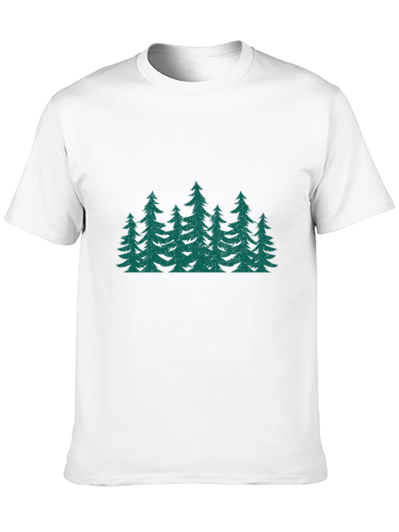 Green Forest Print Black T-Shirt