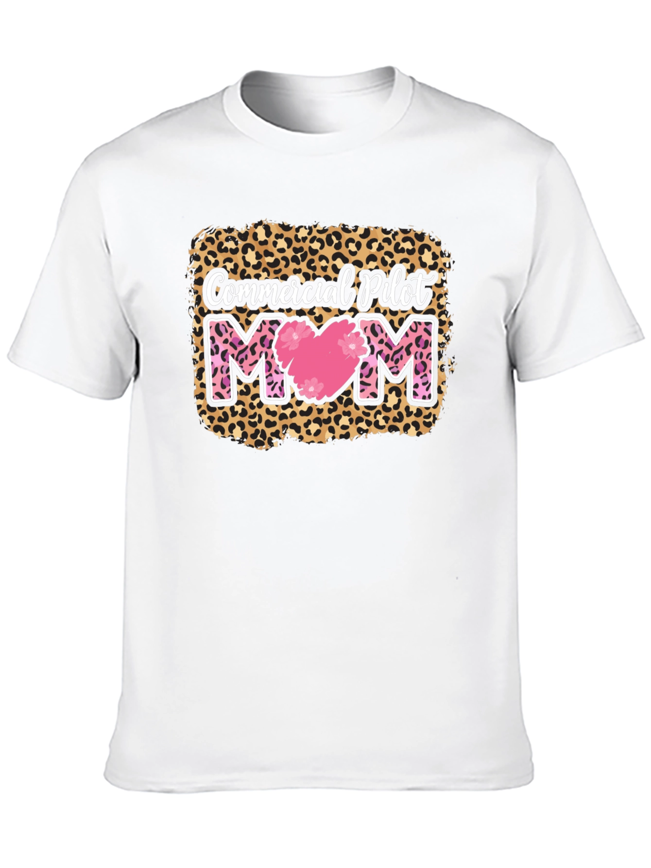 Commercial Pilot Mom Leopard Print T-Shirt