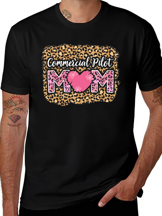 Commercial Pilot Mom Leopard Print T-Shirt