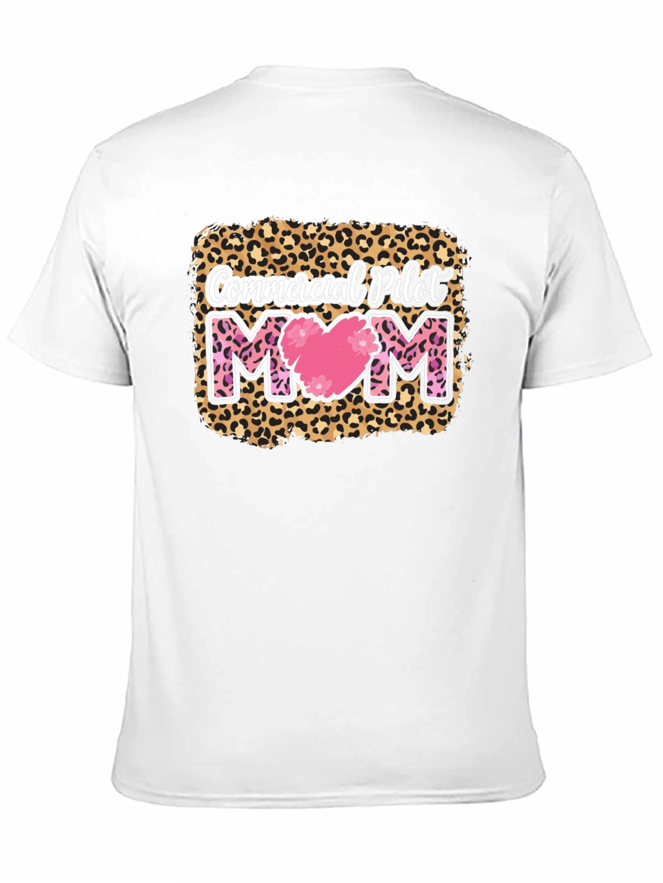 Commercial Pilot Mom Leopard Print T-Shirt