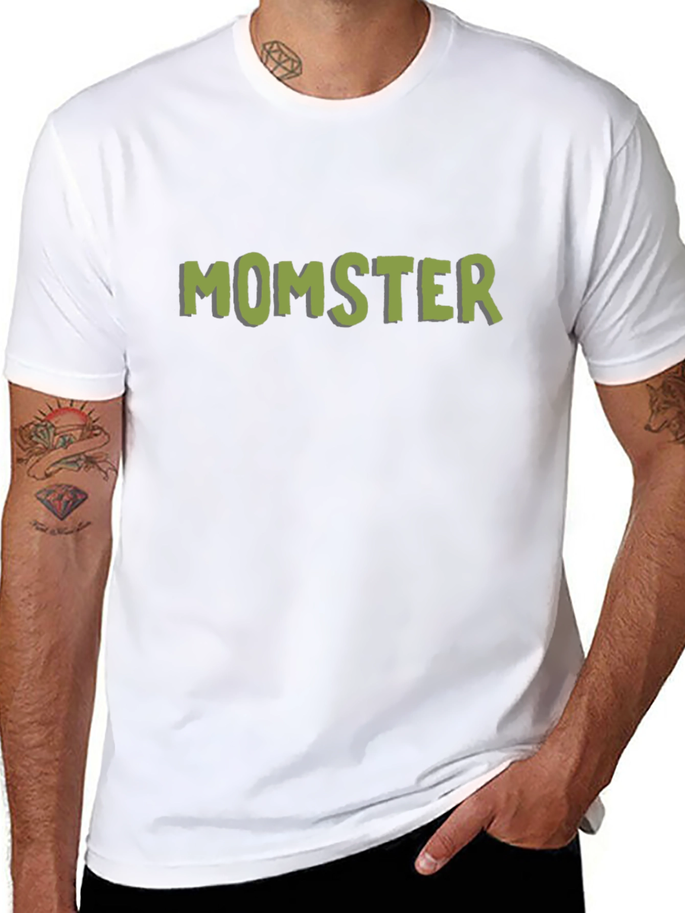 Momster Graphic Print T-Shirt - Black Casual Tee