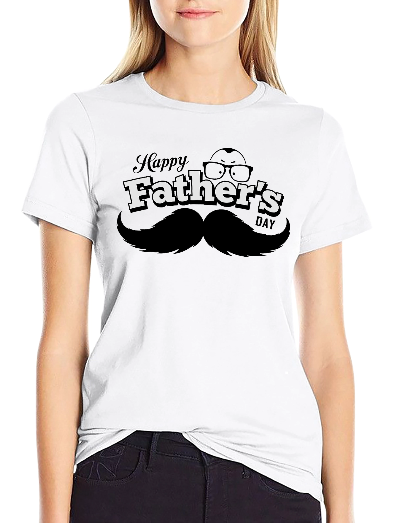Happy Fathers Day Graphic Tee - Black Cotton T-Shirt