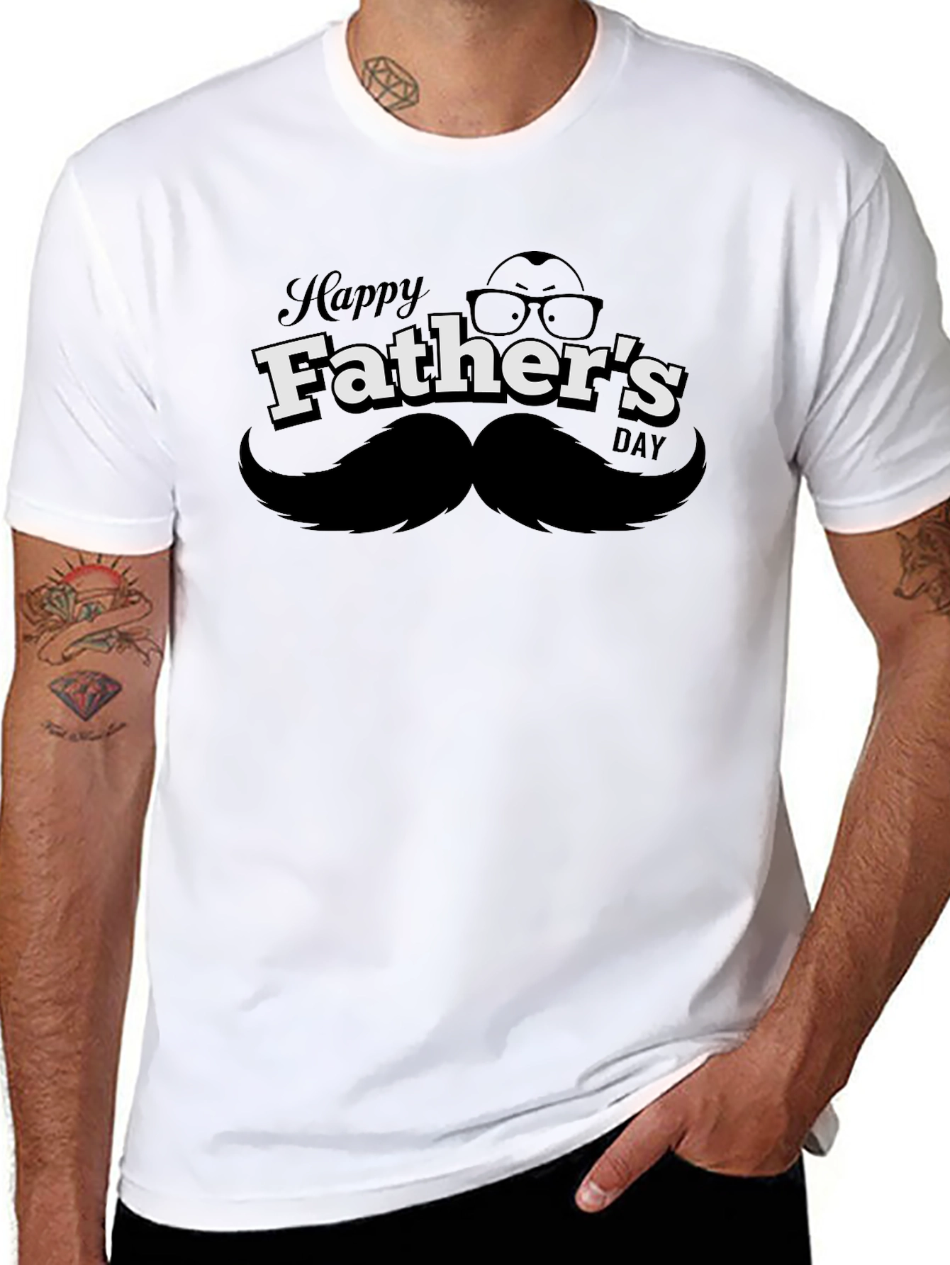 Happy Fathers Day Graphic Tee - Black Cotton T-Shirt