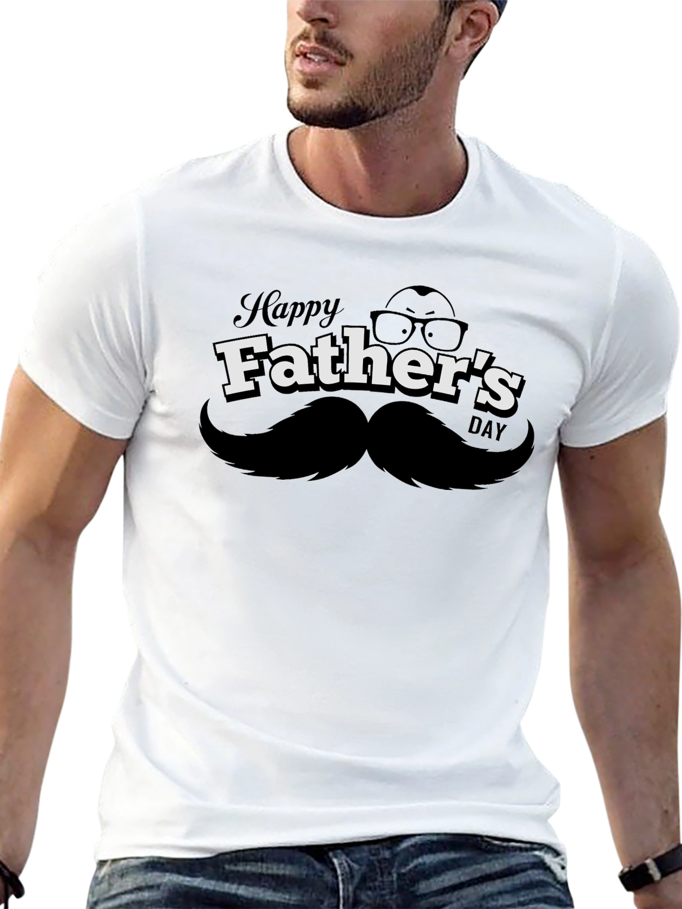 Happy Fathers Day Graphic Tee - Black Cotton T-Shirt