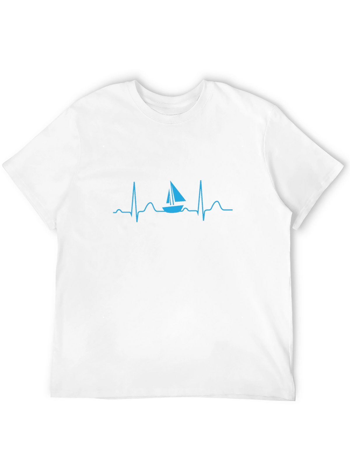 Sailboat Heartbeat Graphic Tee - Black Cotton T-Shirt