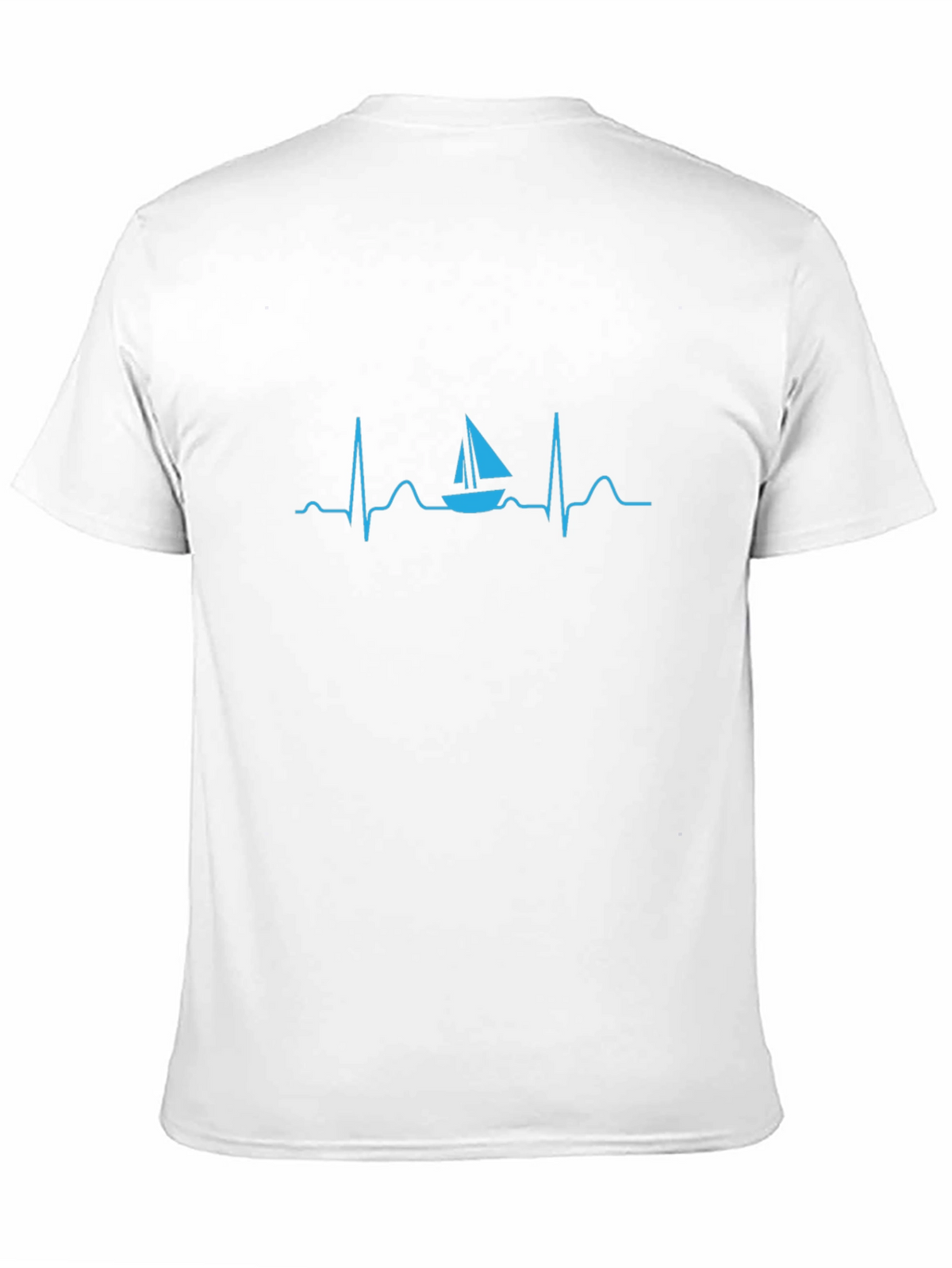 Sailboat Heartbeat Graphic Tee - Black Cotton T-Shirt