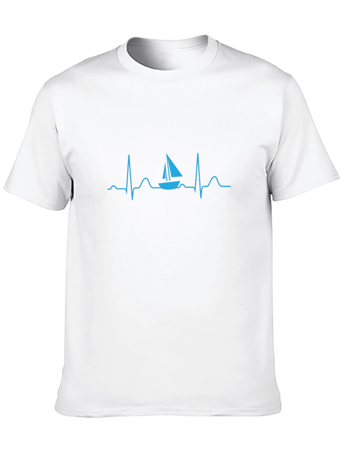 Sailboat Heartbeat Graphic Tee - Black Cotton T-Shirt