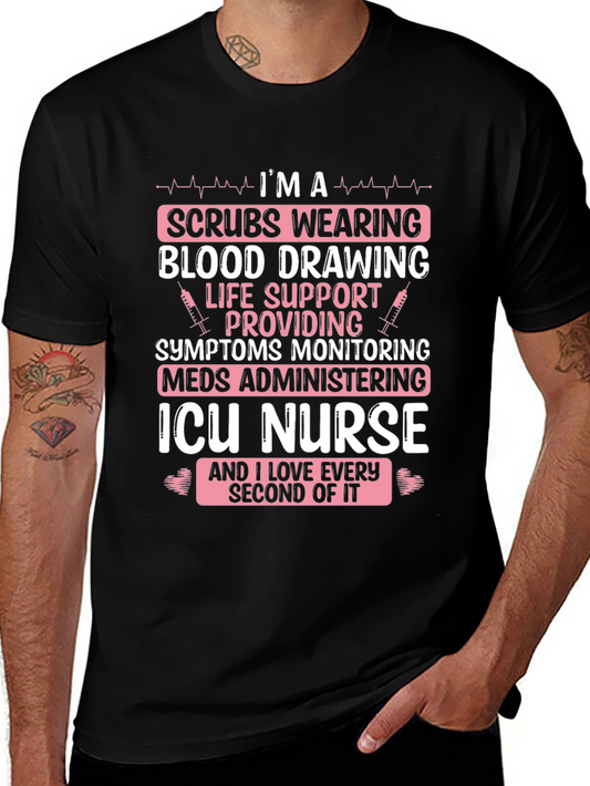 ICU Nurse Graphic Tee - Scrubs Wearing Hero T-Shirt