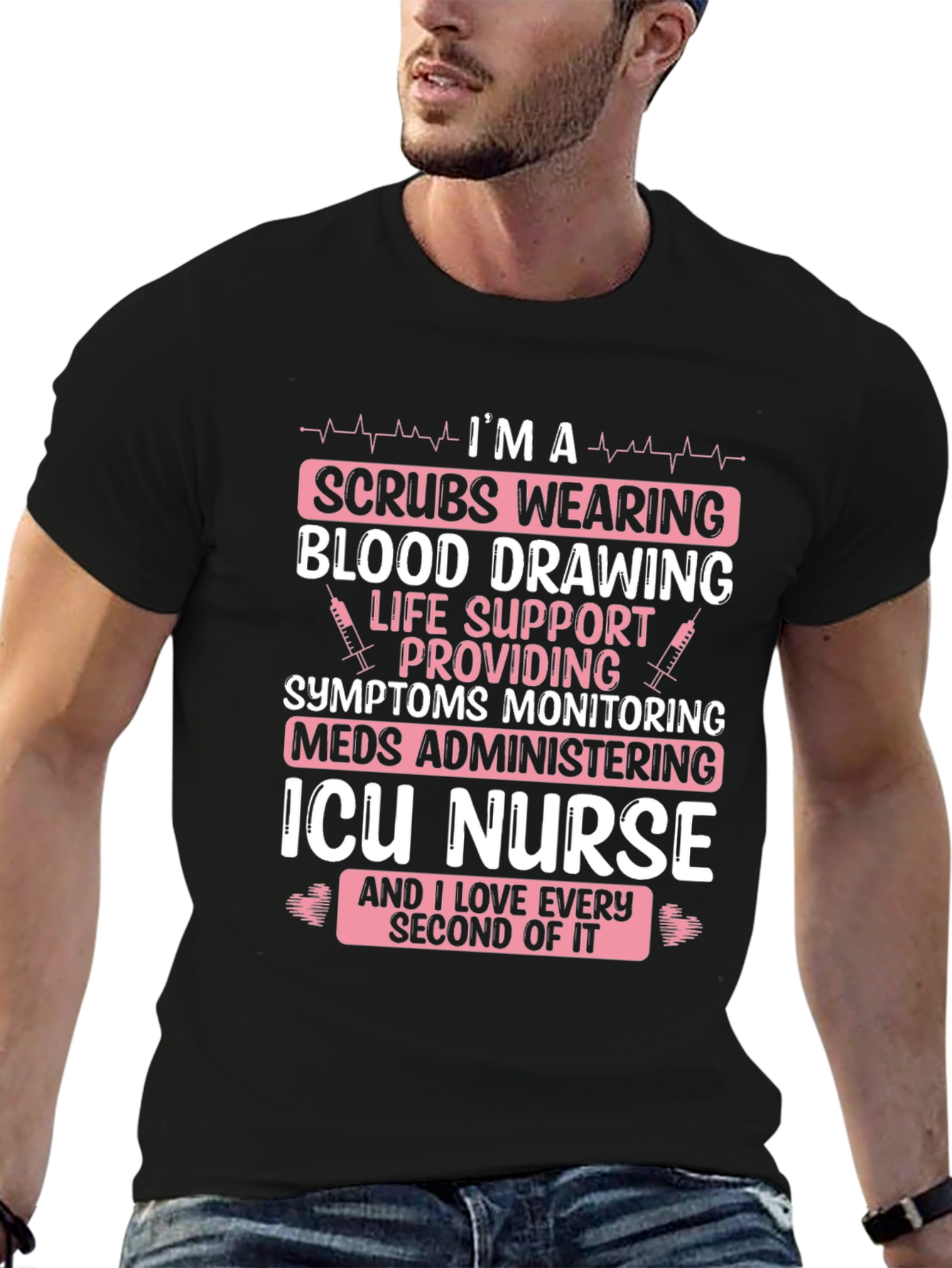 ICU Nurse Graphic Tee - Scrubs Wearing Hero T-Shirt