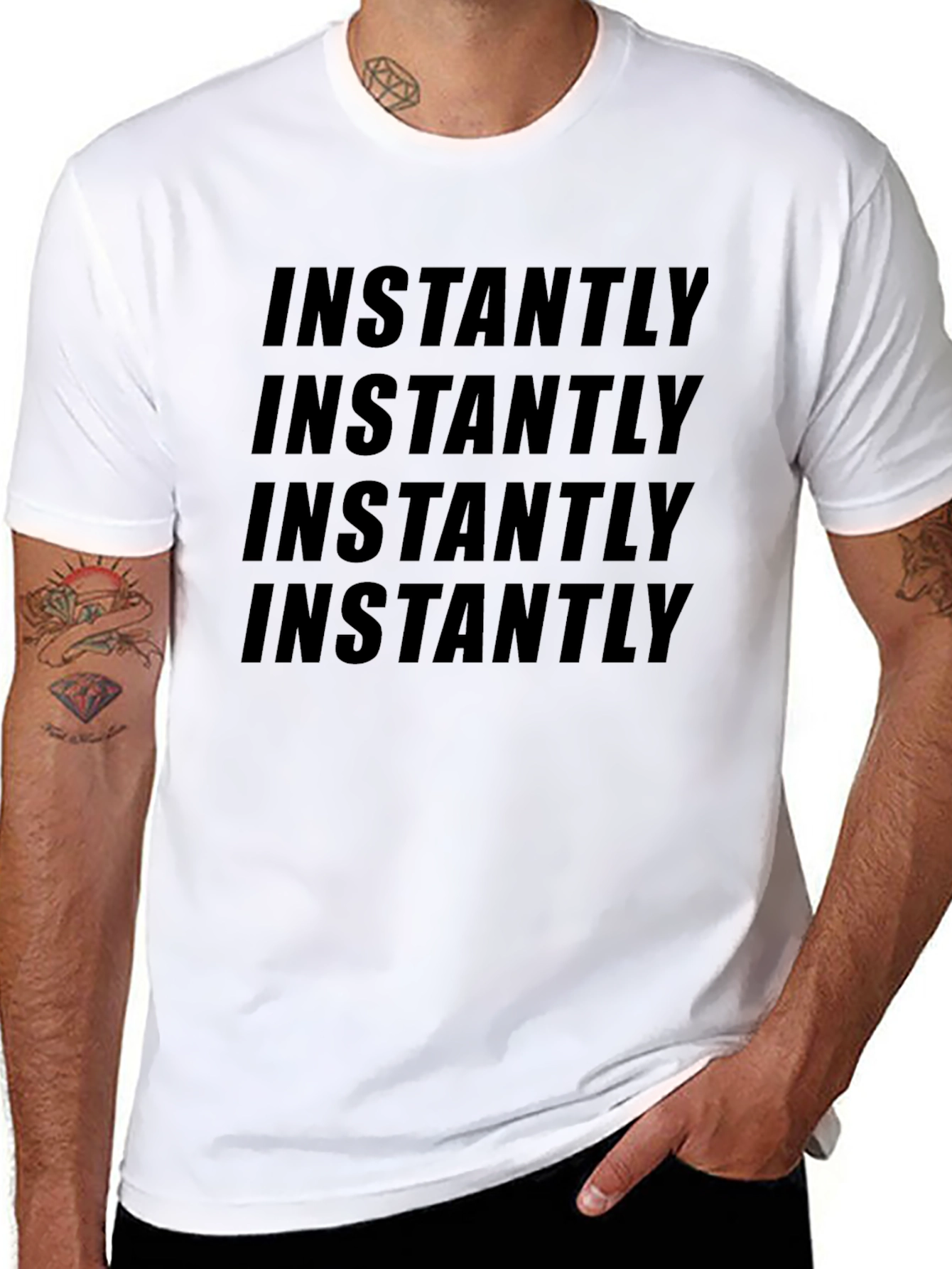Instantly Graphic Tee - Soft Cotton Blend Casual Style