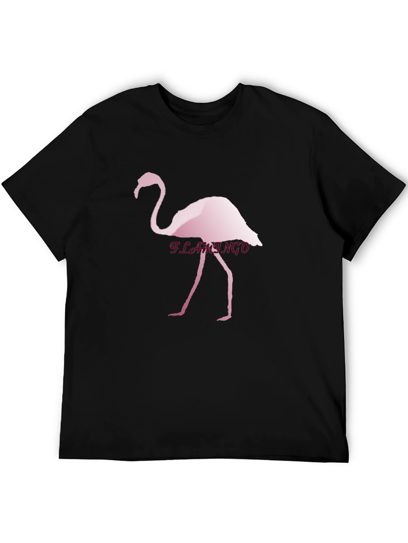 Mens Black T-Shirt with Flamingo Print