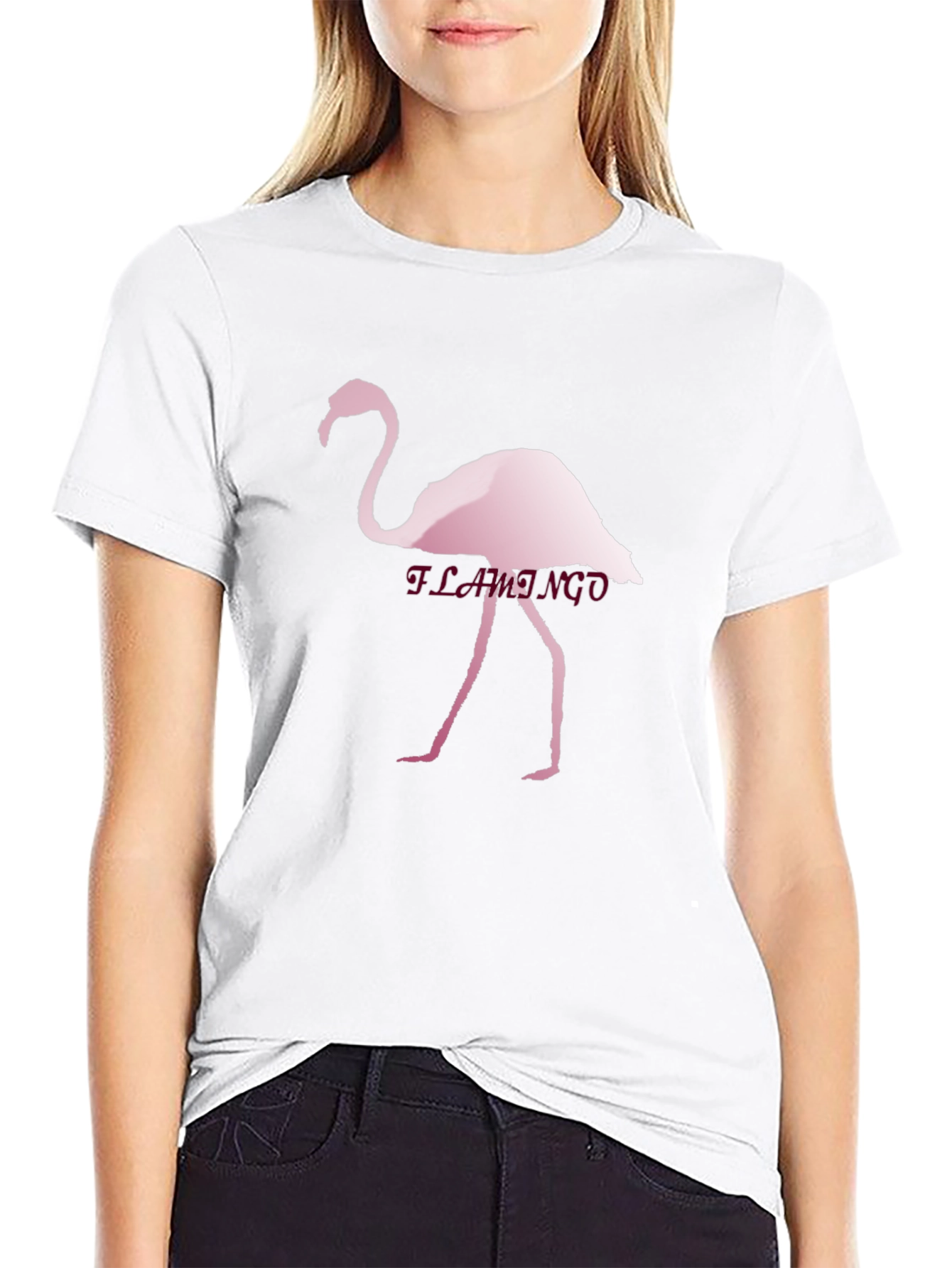 Mens Black T-Shirt with Flamingo Print