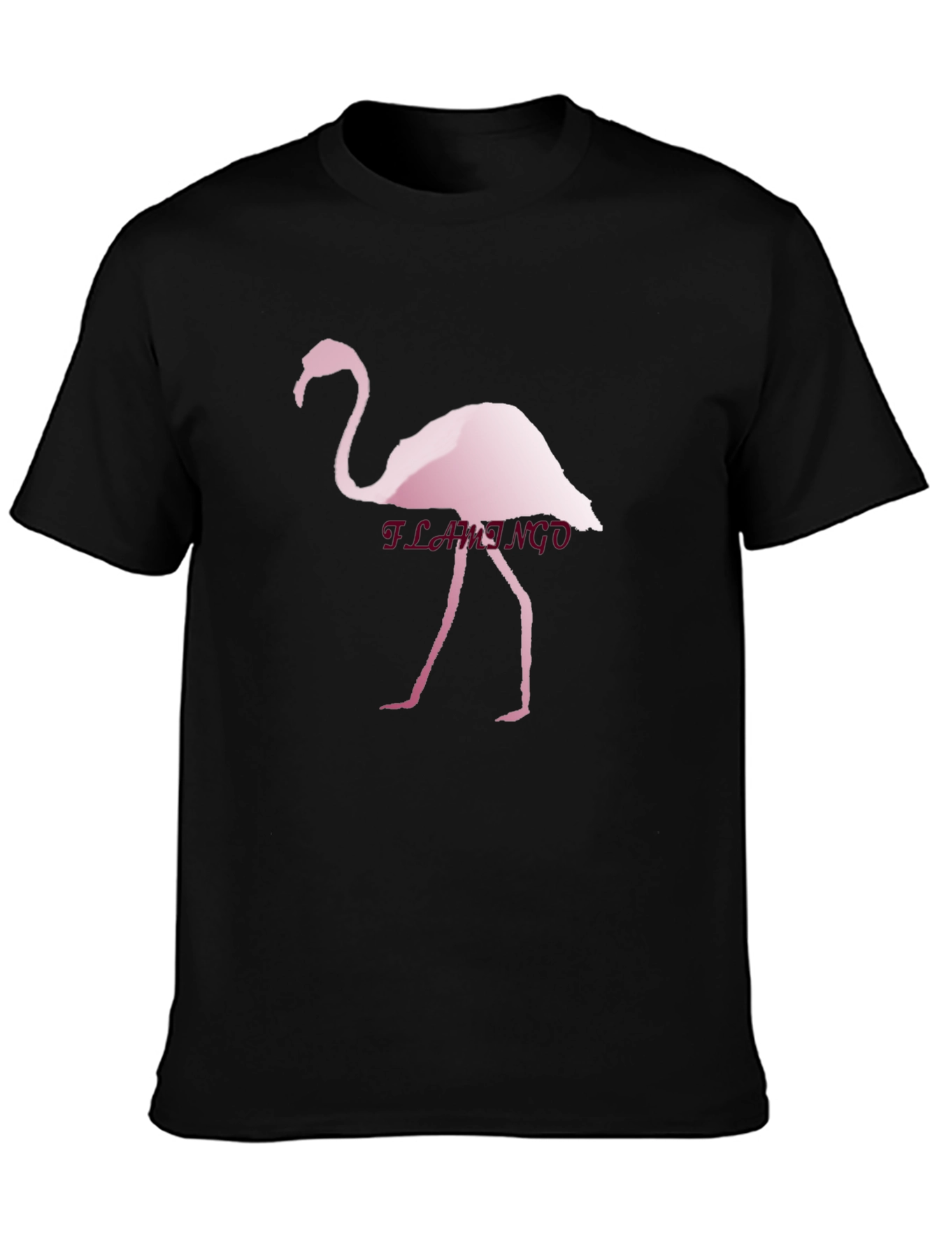 Mens Black T-Shirt with Flamingo Print