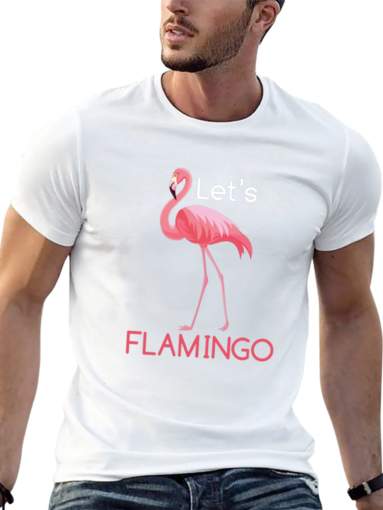 Lets Flamingo Black T-Shirt