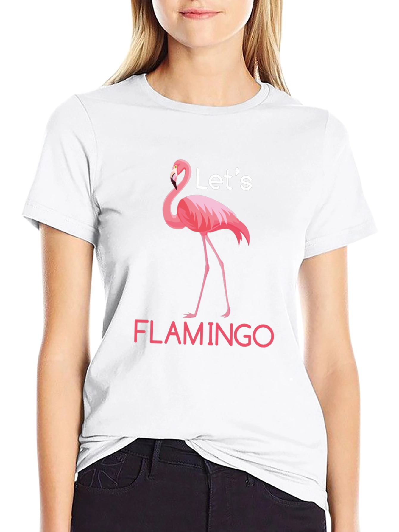 Lets Flamingo Black T-Shirt