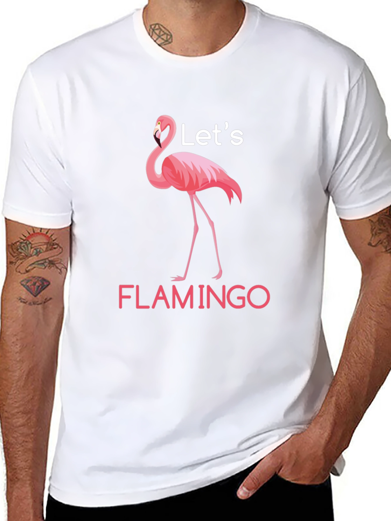 Lets Flamingo Black T-Shirt