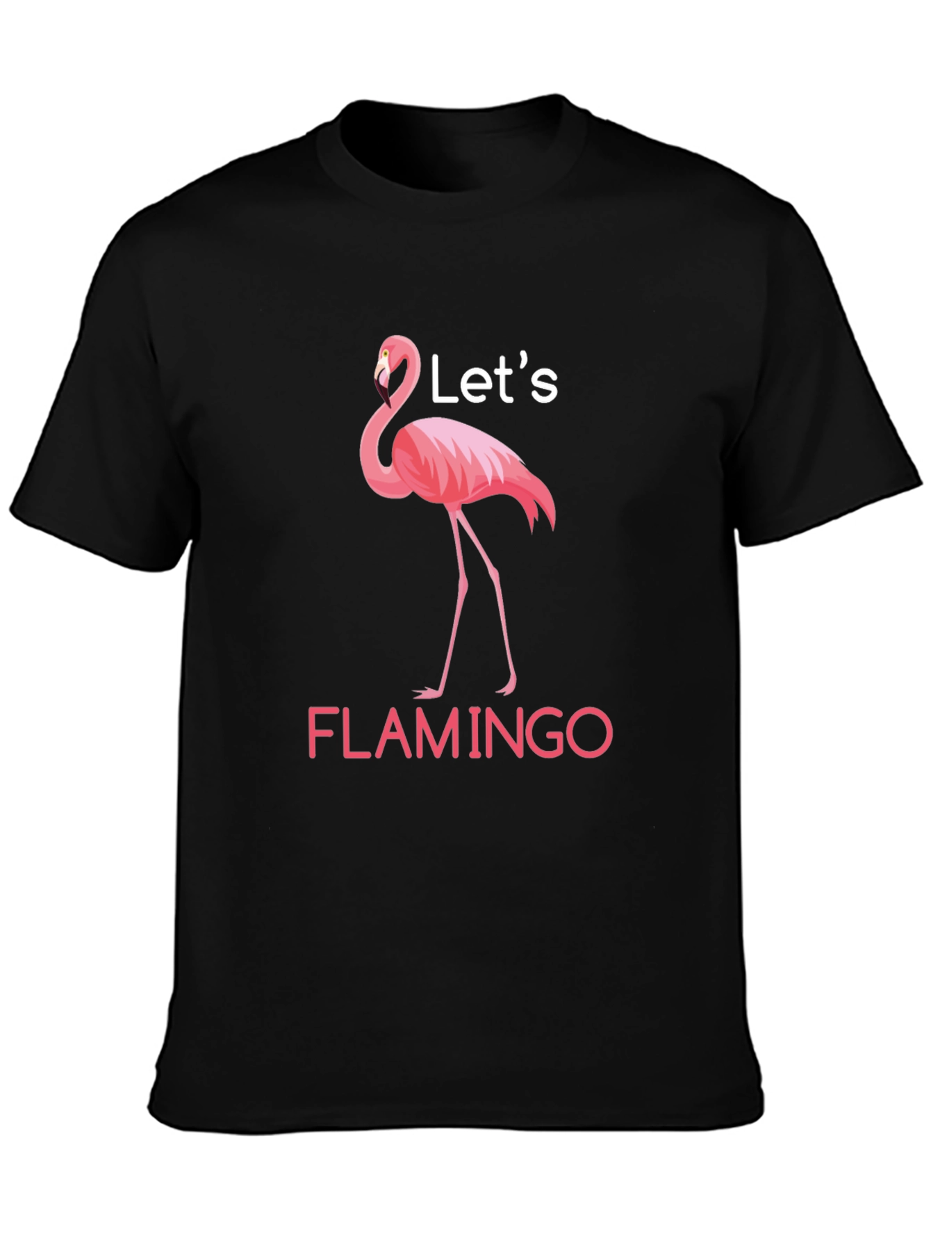 Lets Flamingo Black T-Shirt