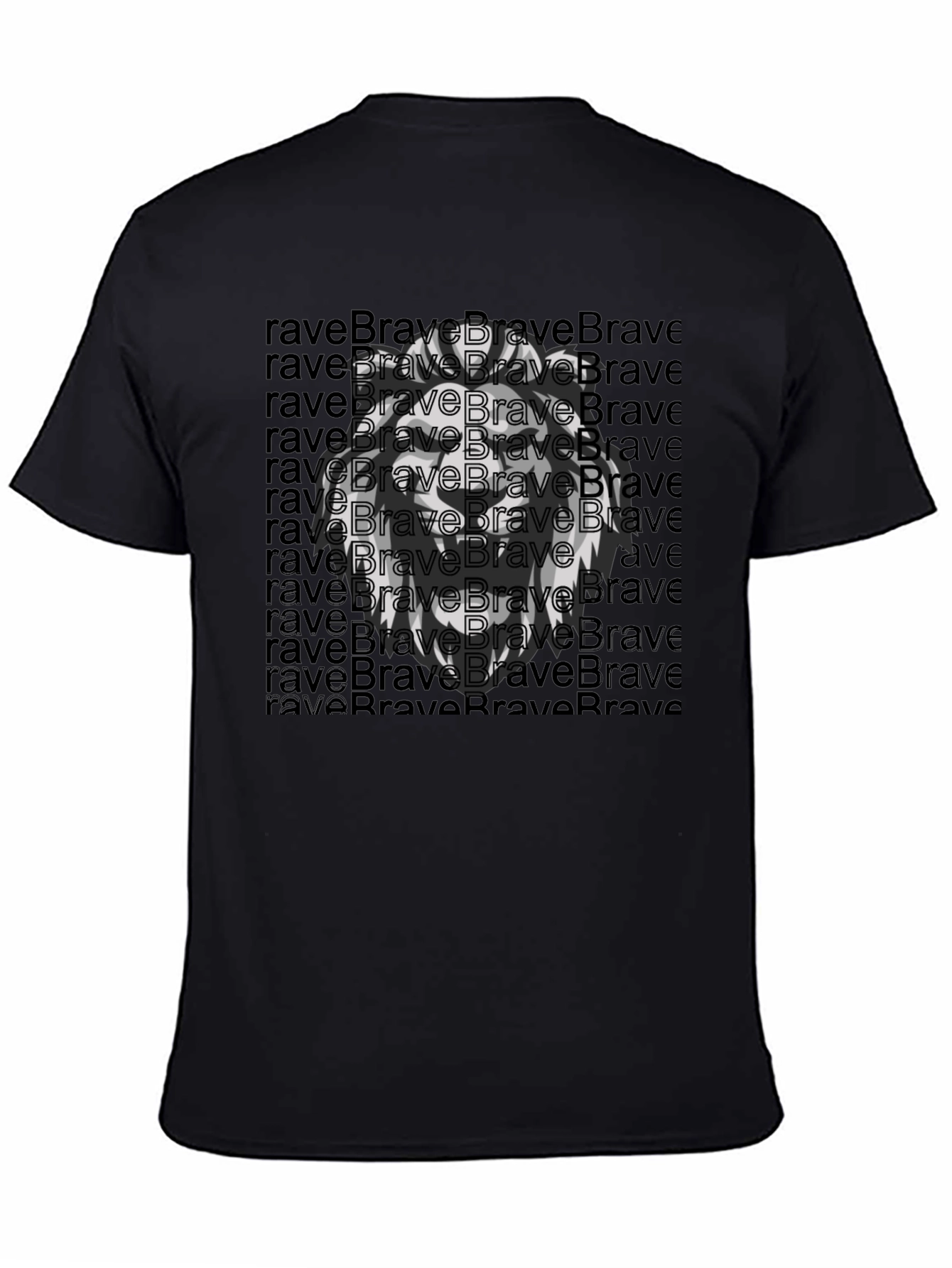 Brave Lion Graphic Tee - Black Cotton T-Shirt