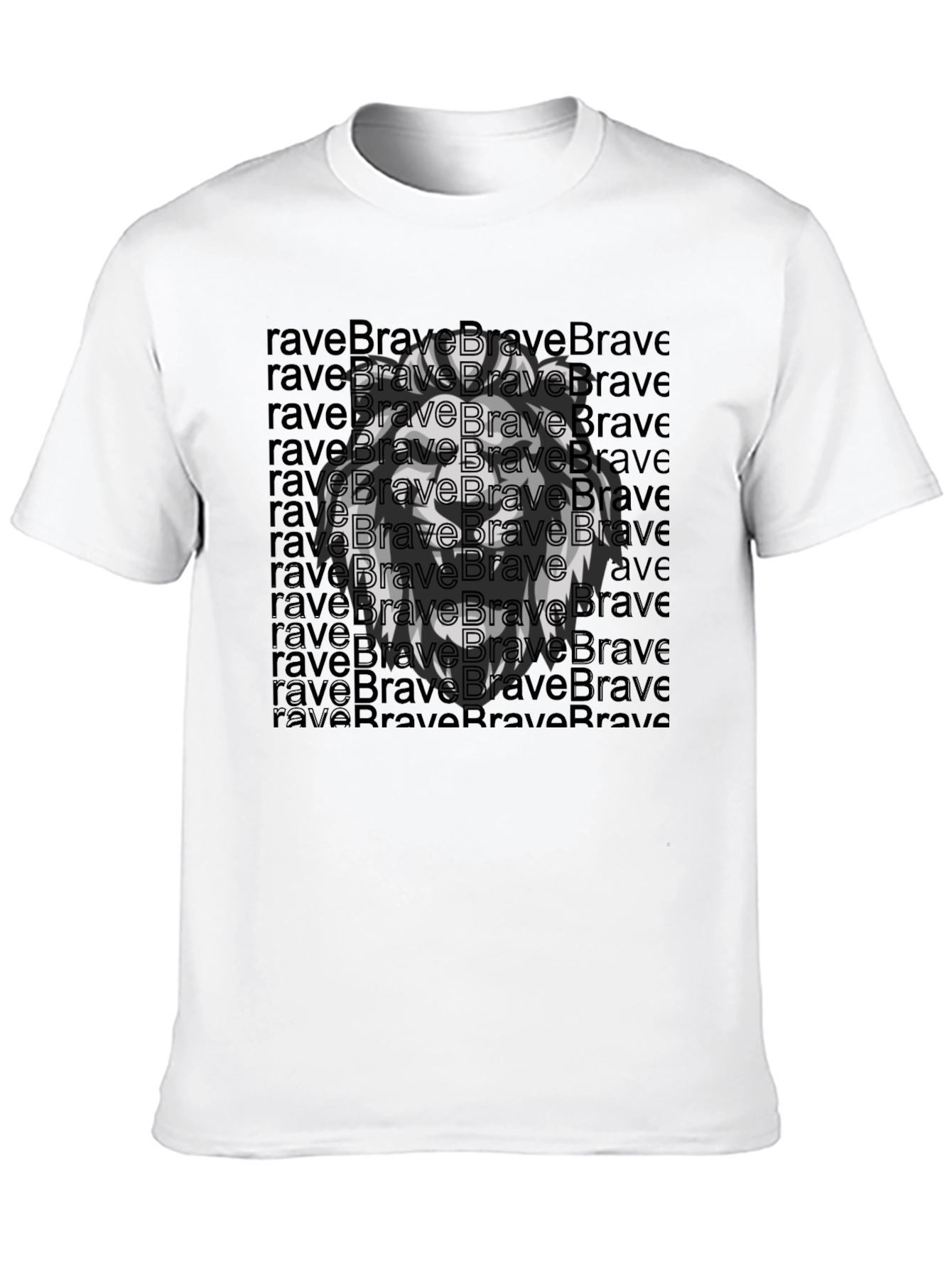 Brave Lion Graphic Tee - Black Cotton T-Shirt
