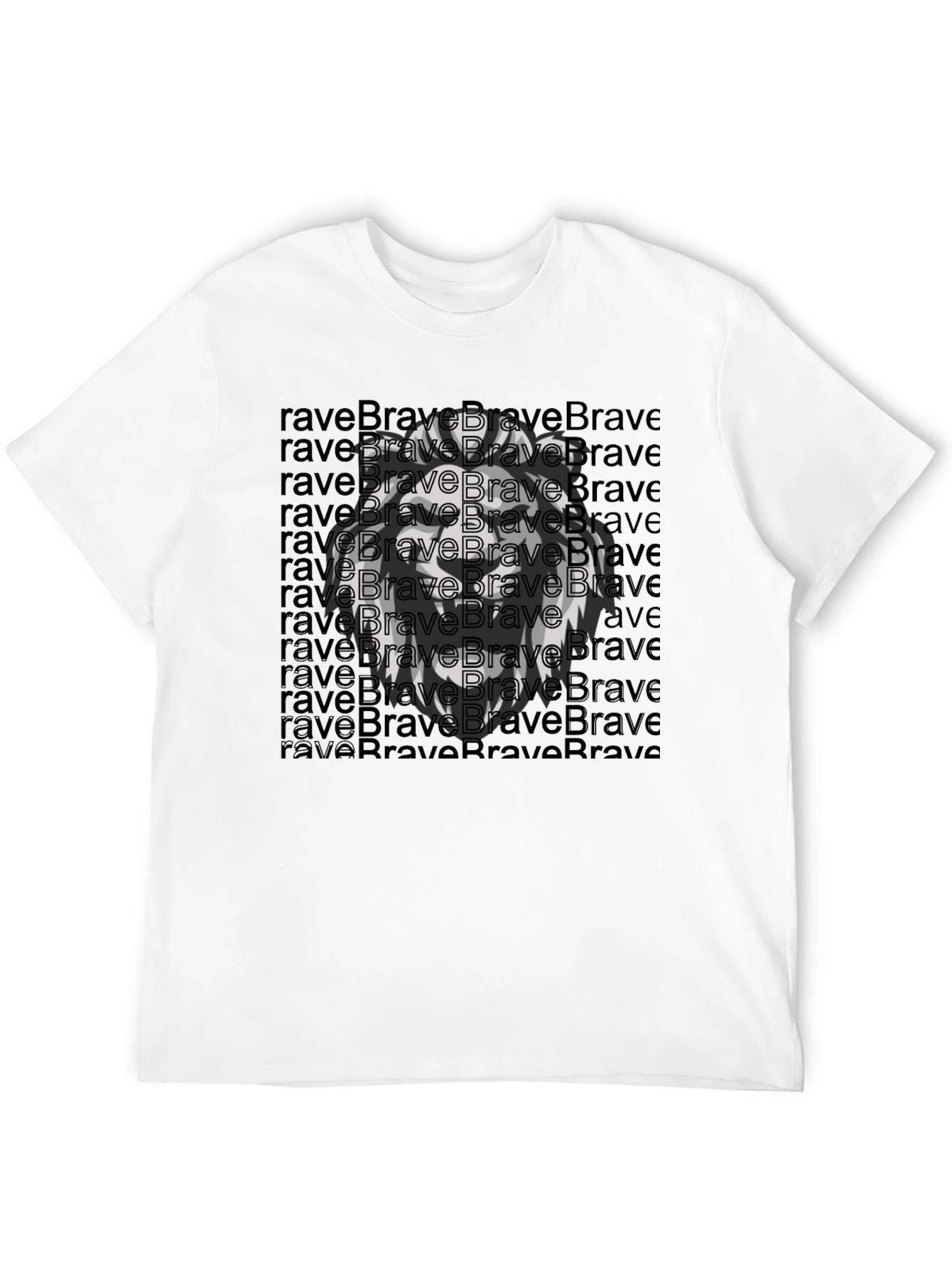Brave Lion Graphic Tee - Black Cotton T-Shirt