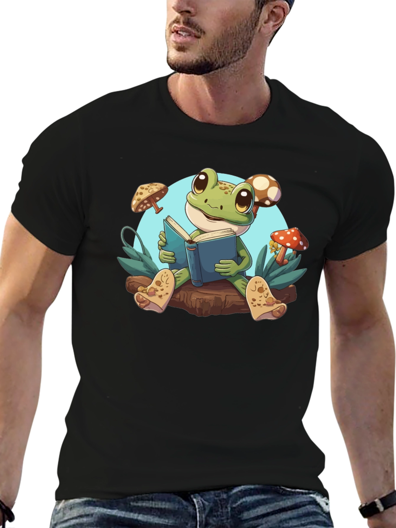 Frog Reading Book T-Shirt - Cute Amphibian Tee