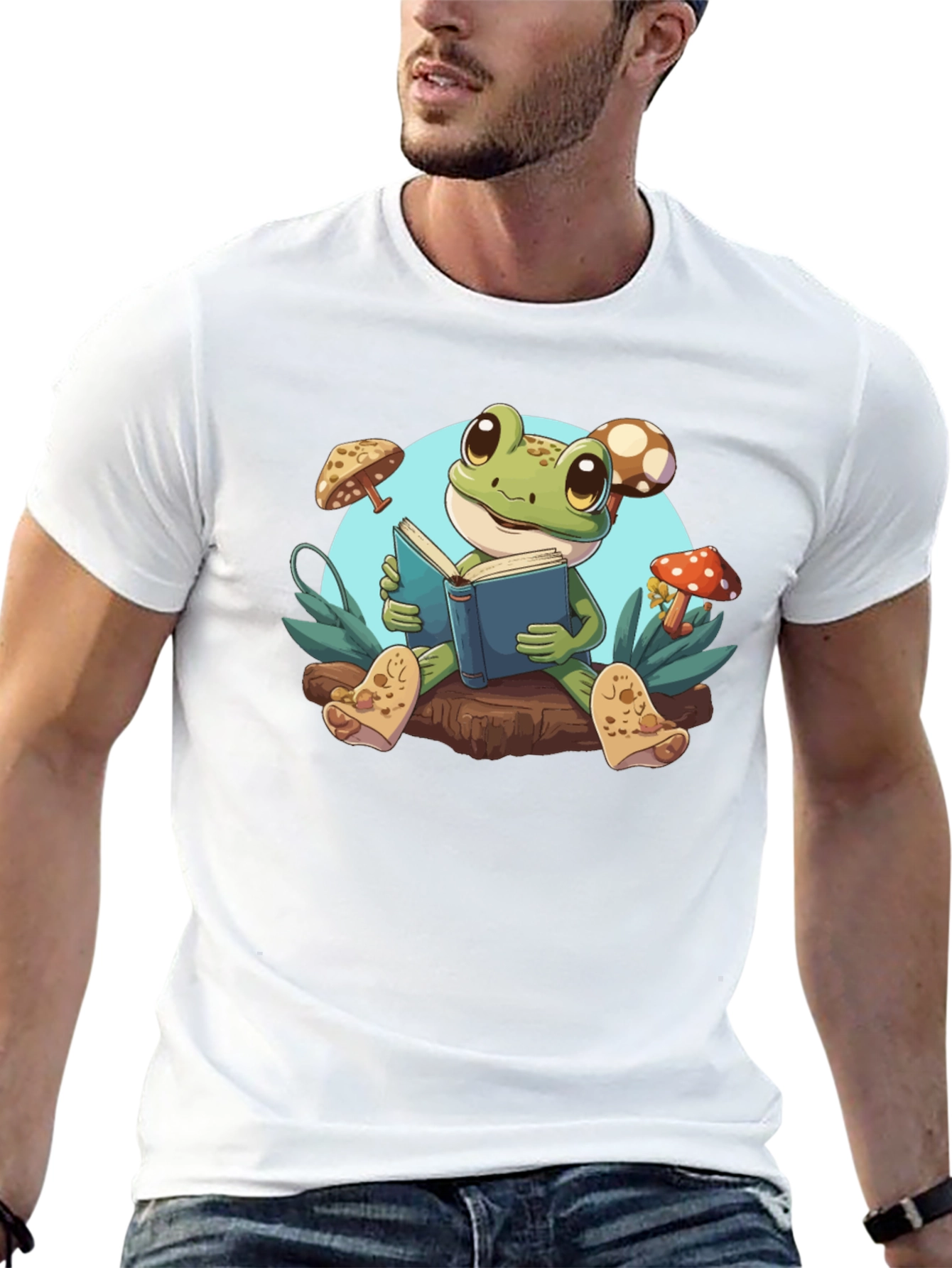 Frog Reading Book T-Shirt - Cute Amphibian Tee