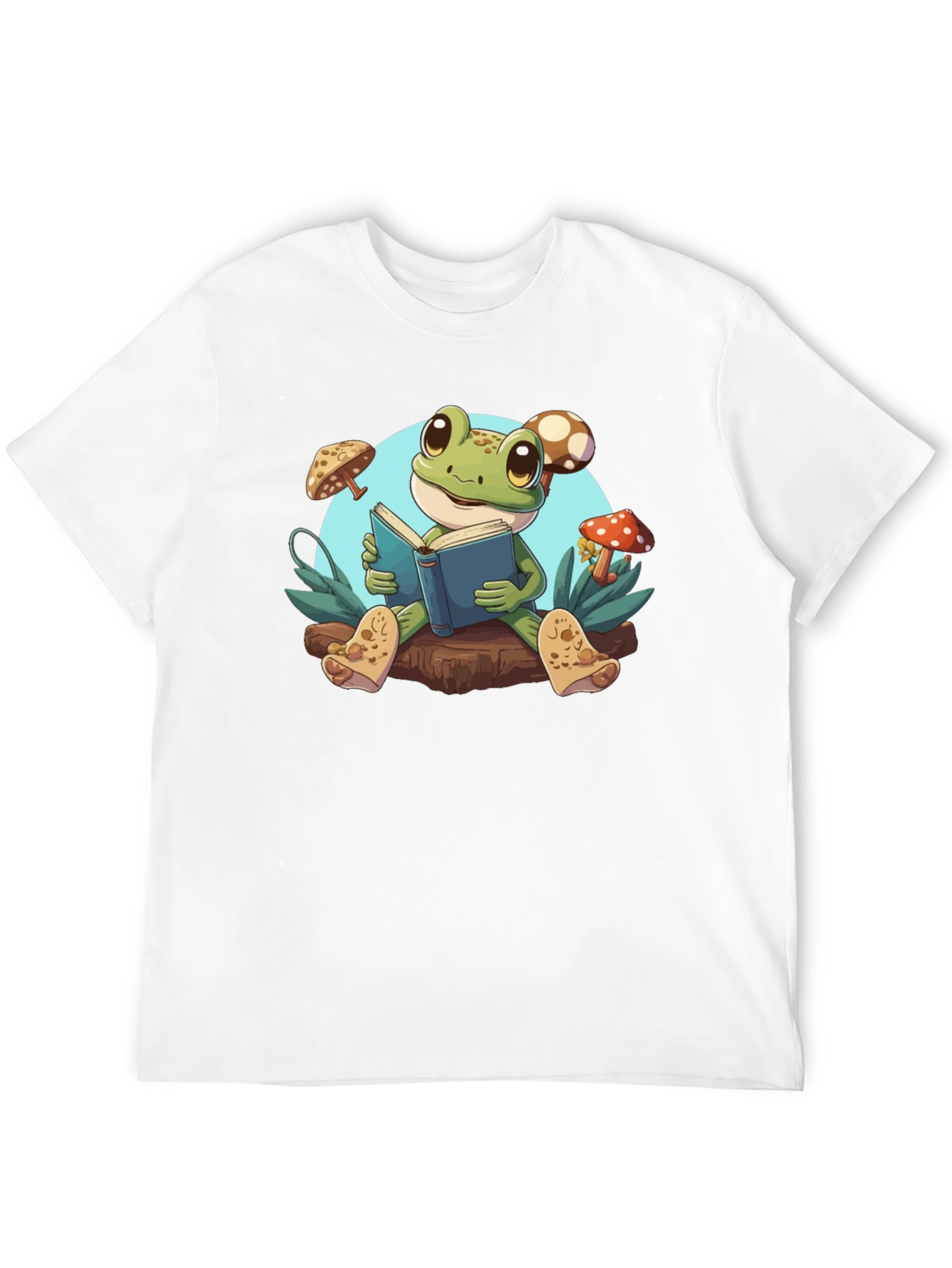 Frog Reading Book T-Shirt - Cute Amphibian Tee