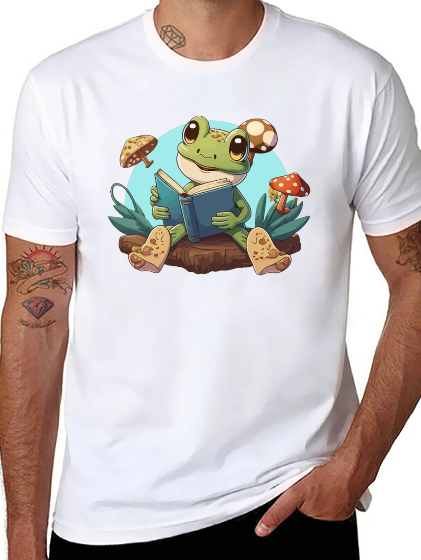 Frog Reading Book T-Shirt - Cute Amphibian Tee