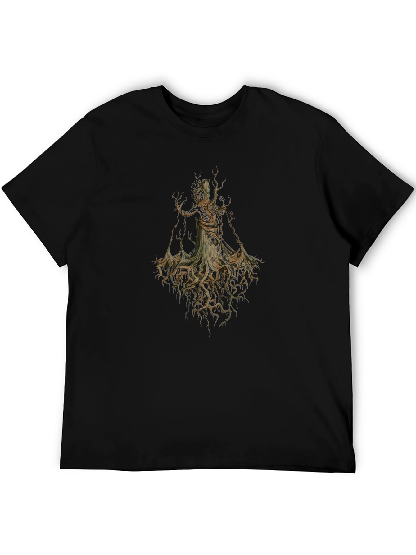Unique Tree Spirit Graphic Black T-Shirt