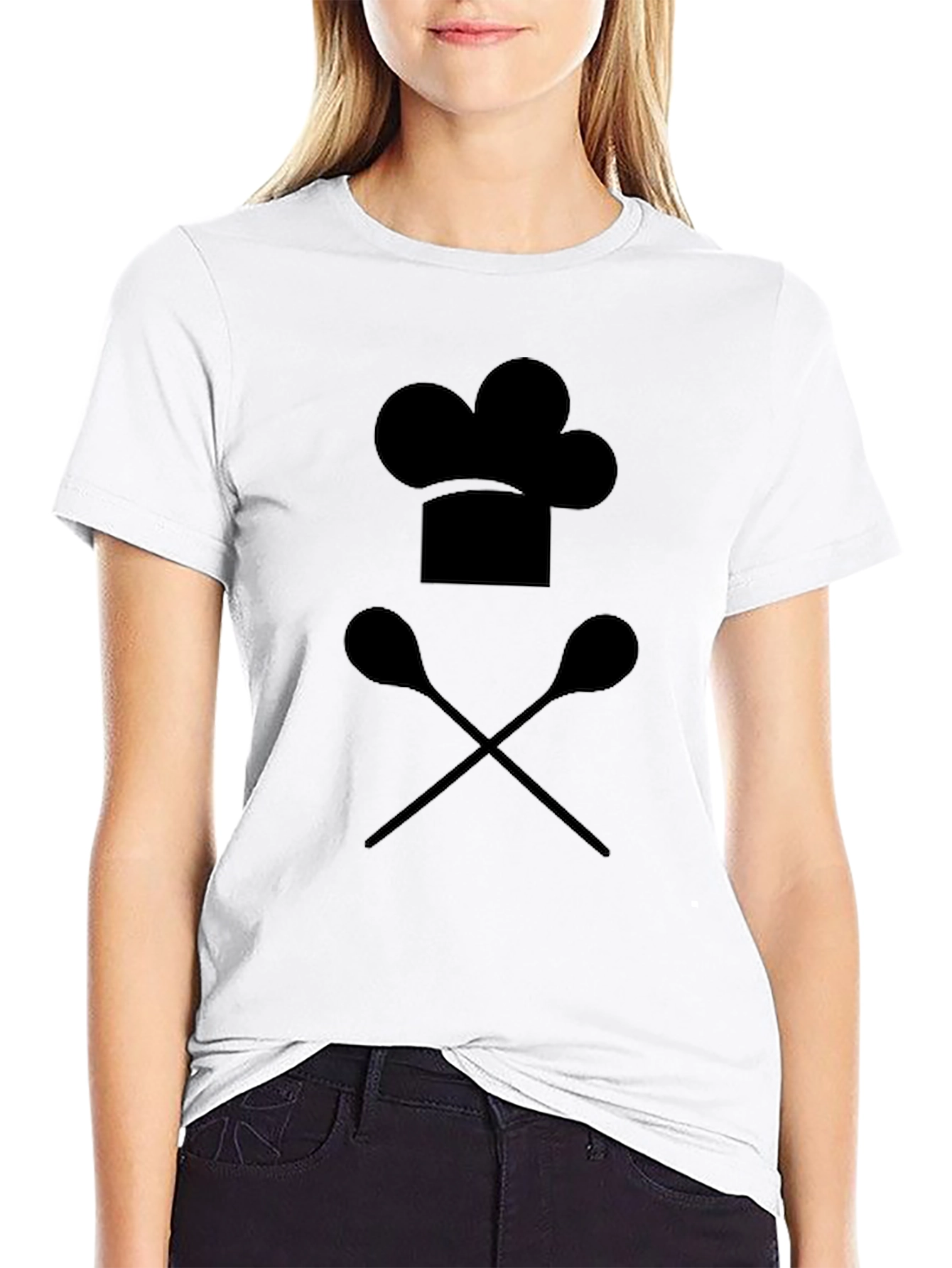 Chef Hat & Spoons Black Graphic T-Shirt