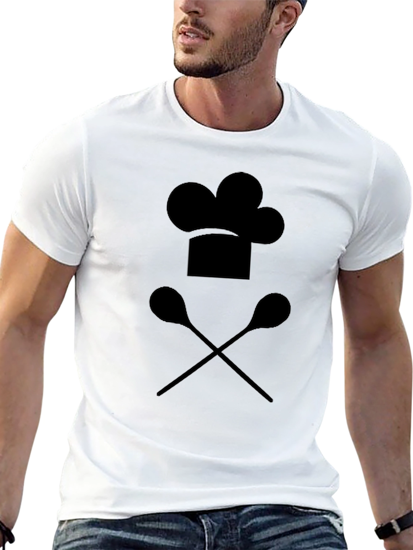 Chef Hat & Spoons Black Graphic T-Shirt