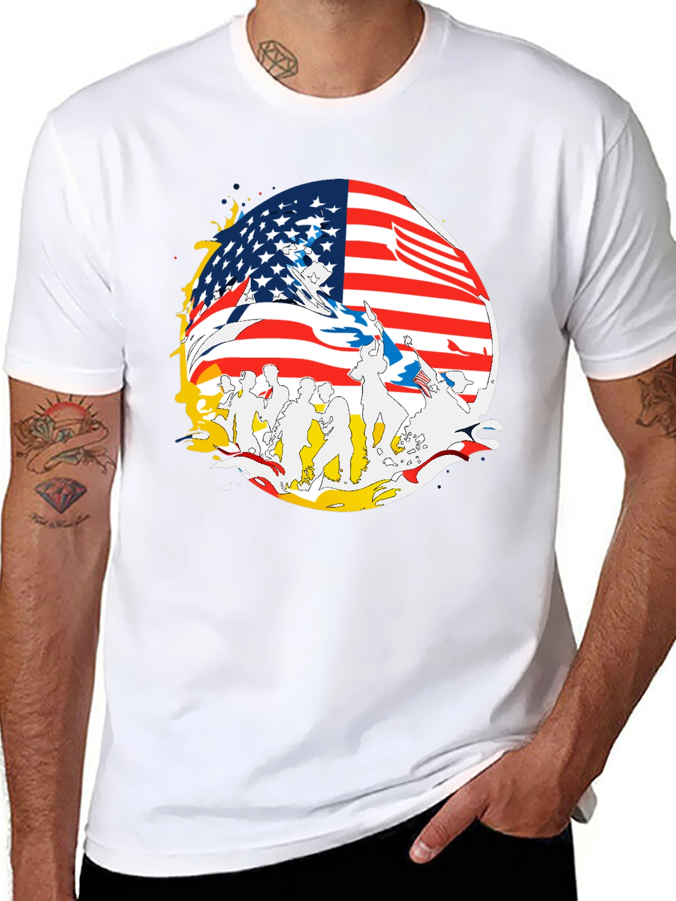 American Flag Graphic Print Mens T-Shirt