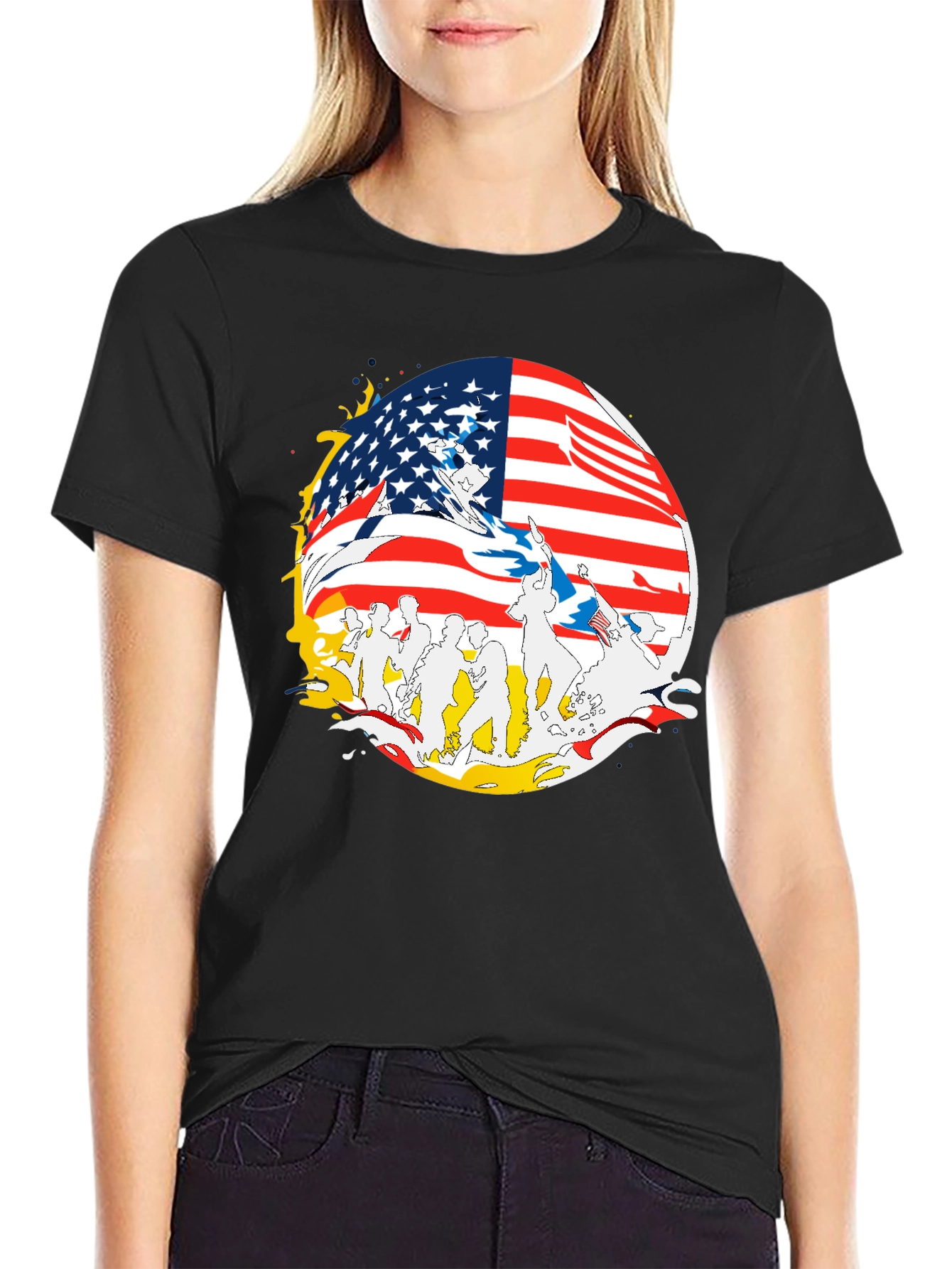 American Flag Graphic Print Mens T-Shirt