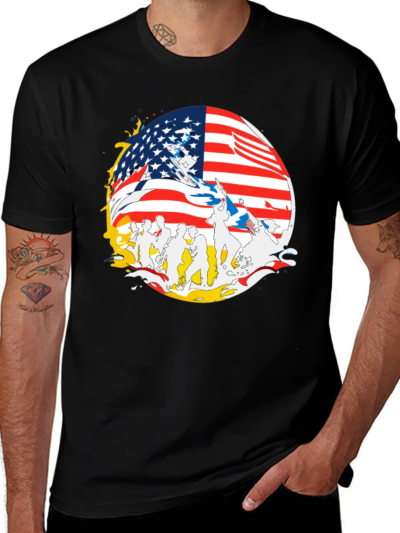 American Flag Graphic Print Mens T-Shirt