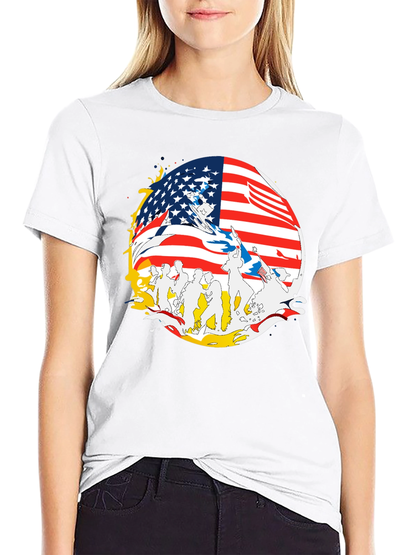 American Flag Graphic Print Mens T-Shirt