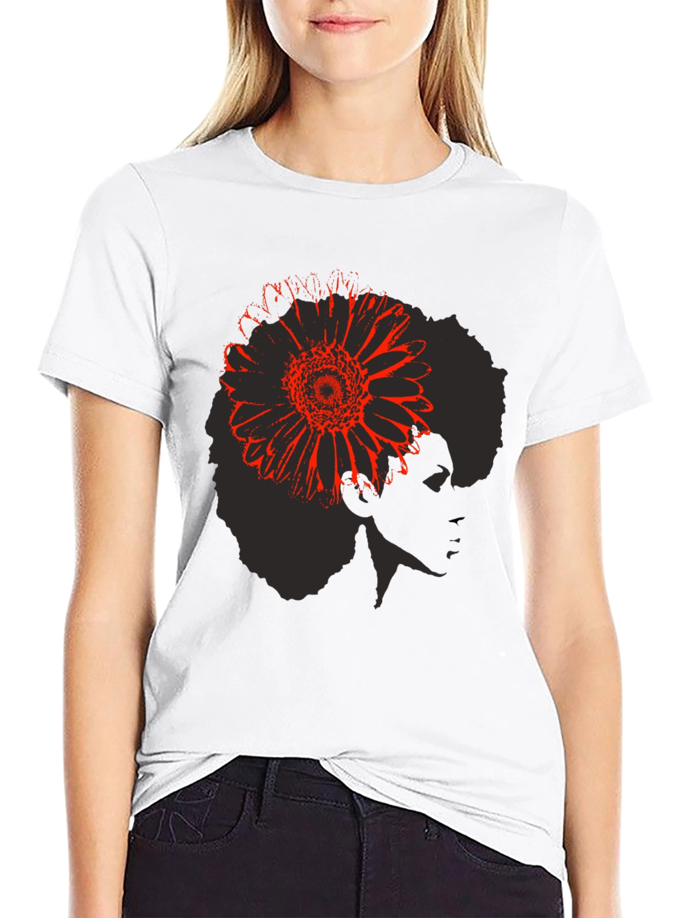 Afro Flower Power T-Shirt - Black