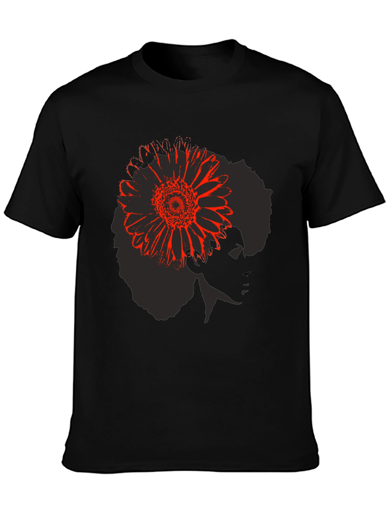 Afro Flower Power T-Shirt - Black